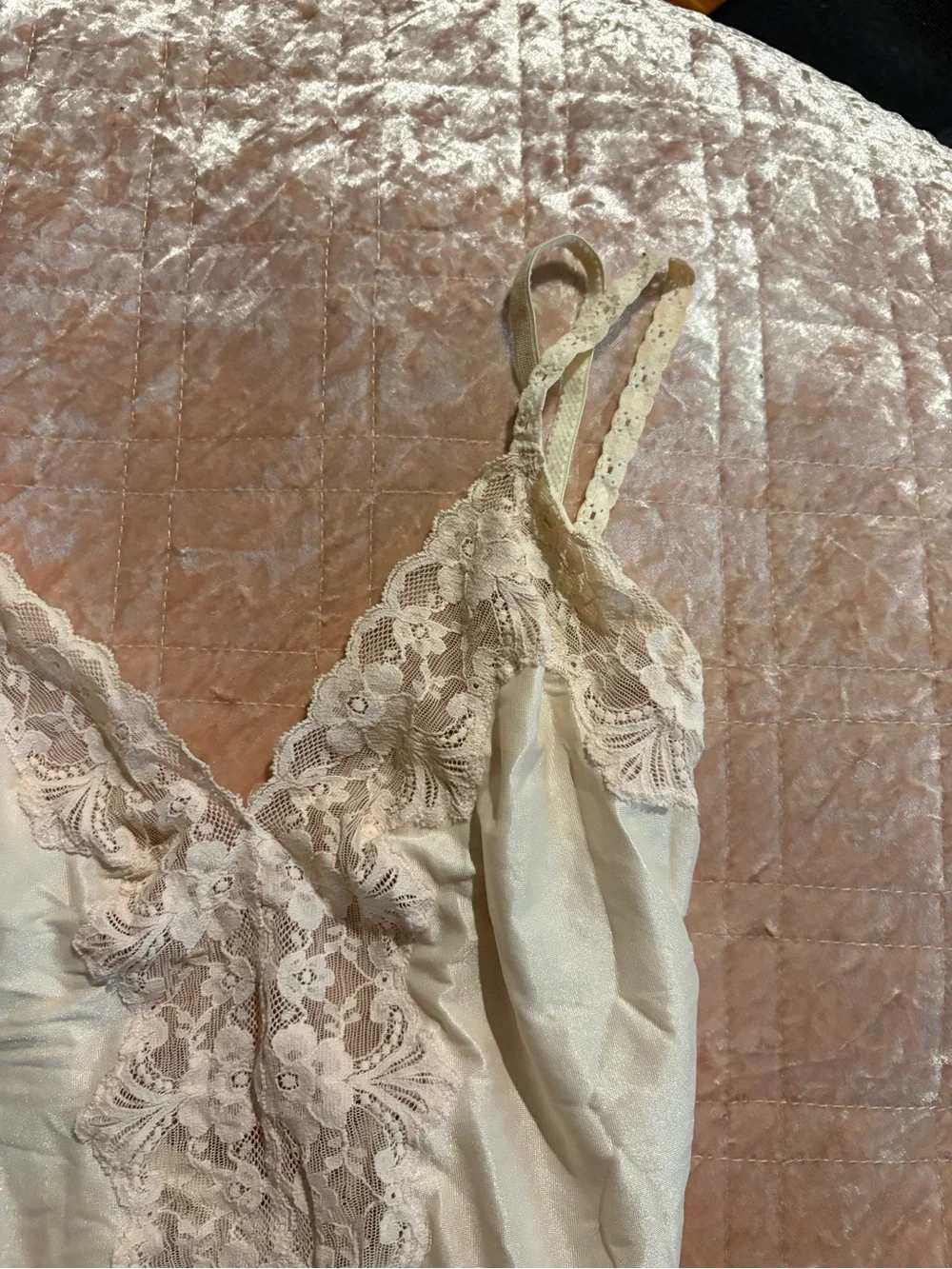 Guy Laroche Ivory Satin and Blush Lace Bodysuit